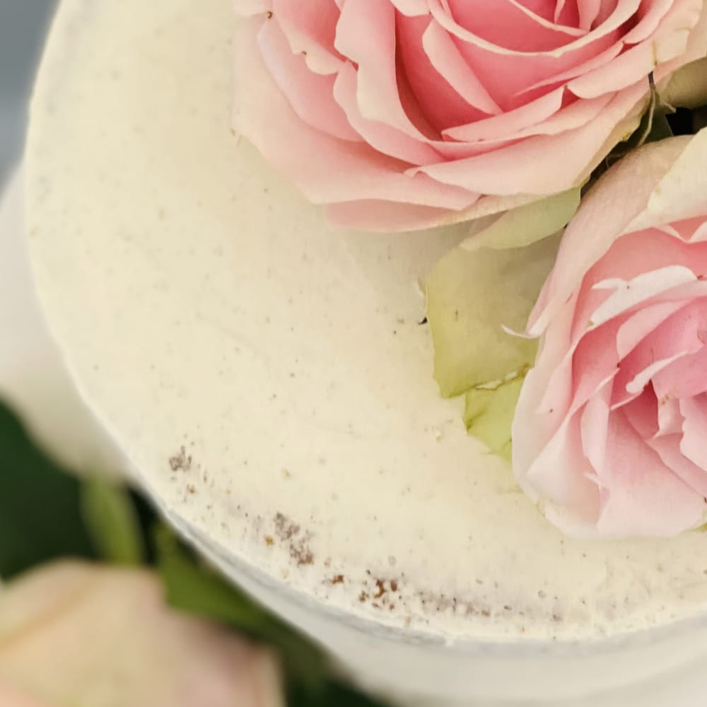 Classic Vanilla NAKED Cake with Roses, Vegan