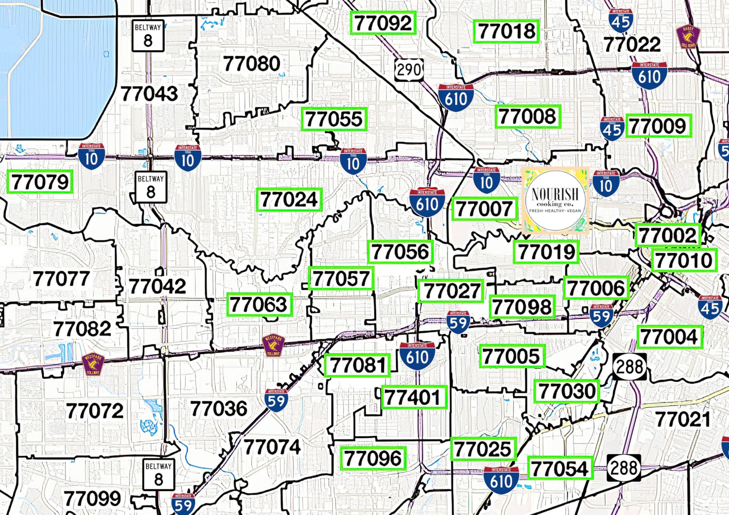 Houston Zip Code Delivery Map