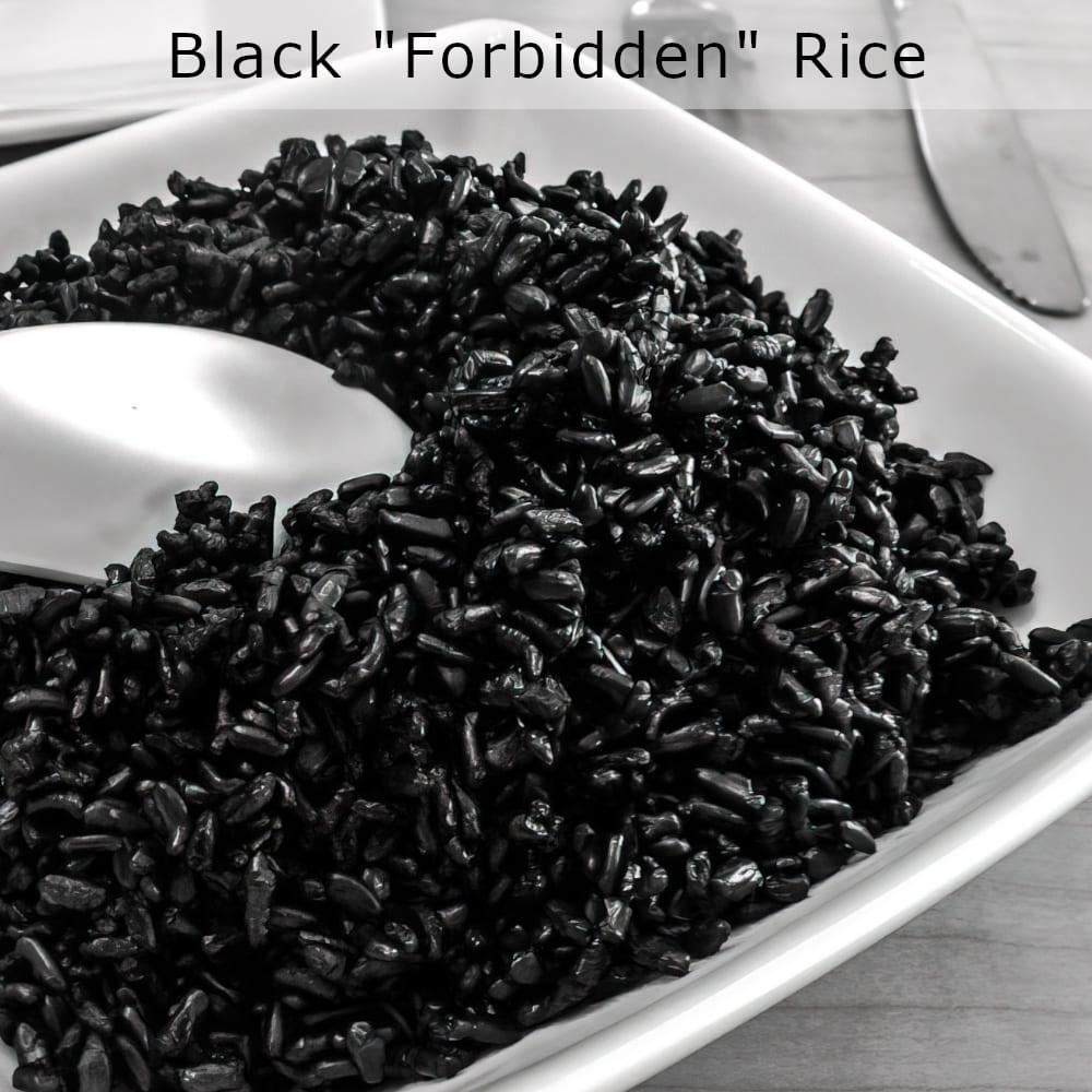 organic Black forbidden rice, vegan and gluten-free.