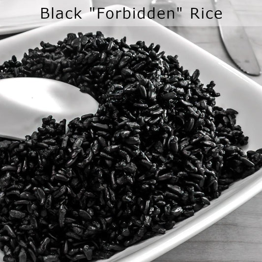 organic Black forbidden rice, vegan and gluten-free.