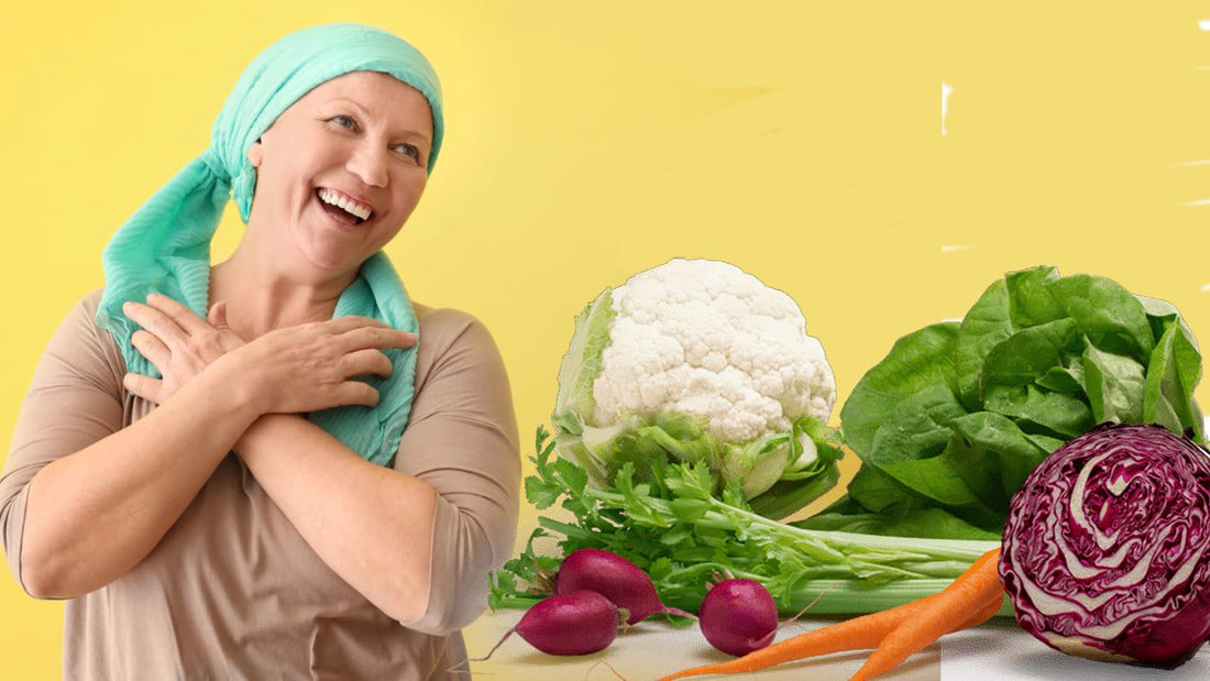 A Healthy Woman standing in front of Vegetables