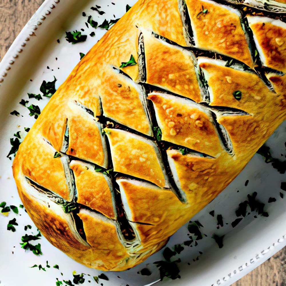 Beef Wellington with Rosemary Mushroom Gravy