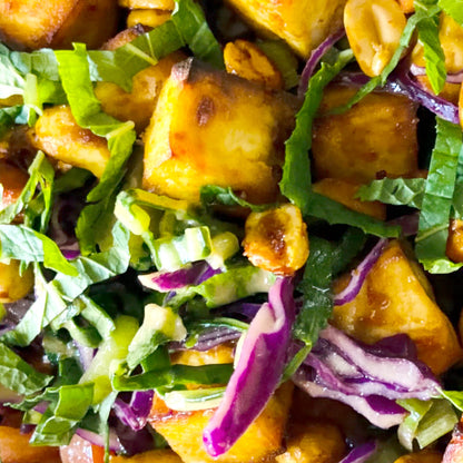 Asian Spicy TOFU Red Cabbage Slaw [vegan]