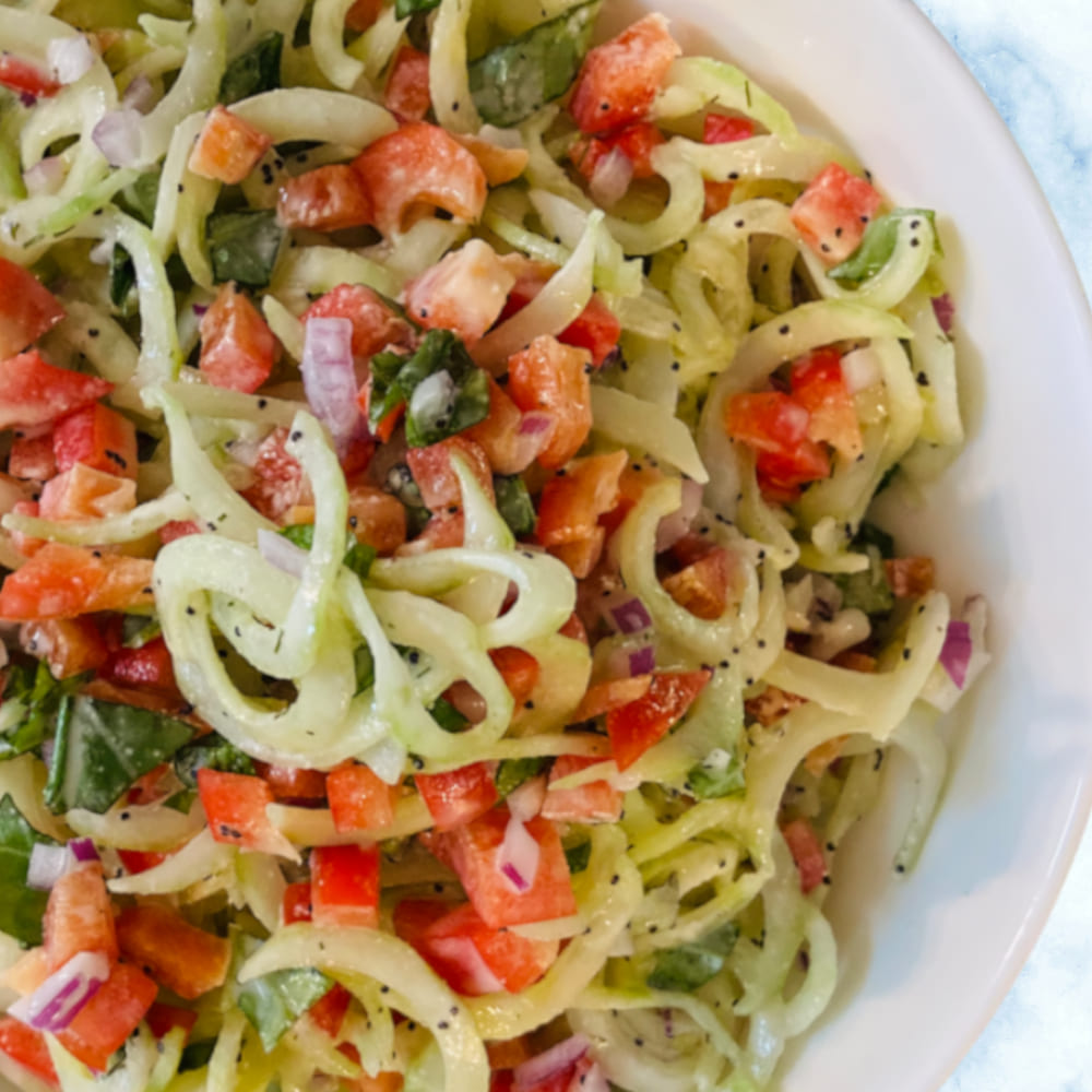 Organic Cucumber Poppy Seed Noodle Salad