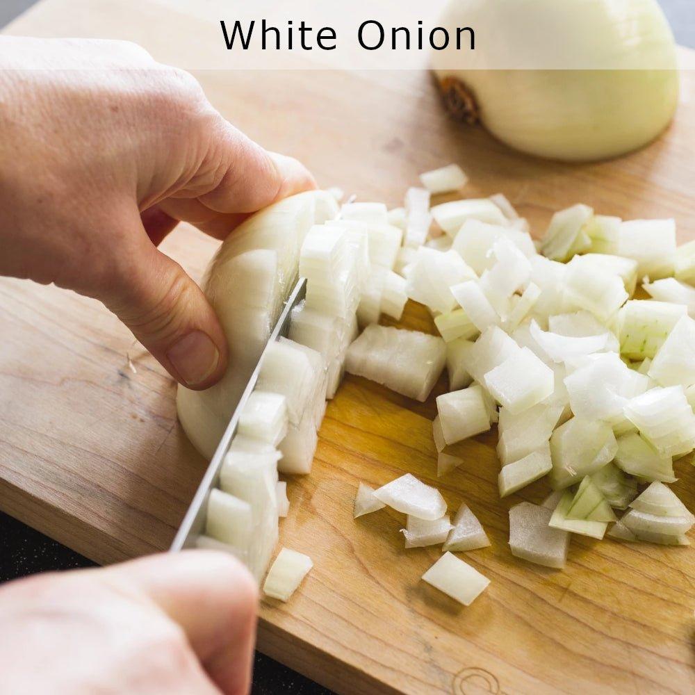 Chopped White Onion with Knife