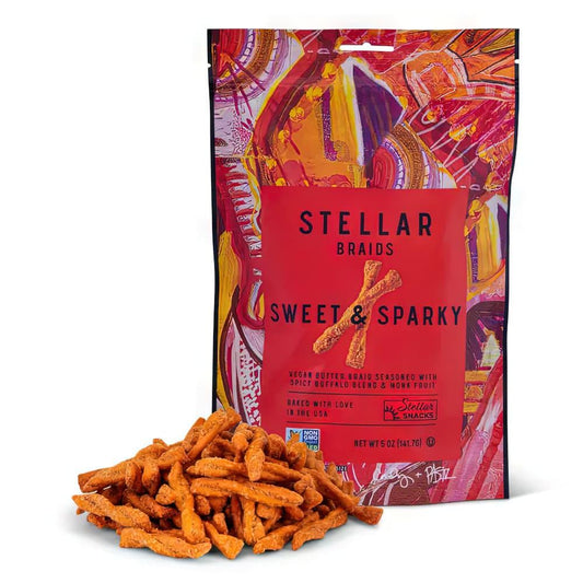 STELLAR Pretzel Braids - Sweet & Sparky Seasoned w Spicy Blend & Monk Fruit [vegan]